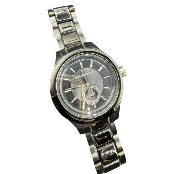 Karl Lagerfeld Black Ceramic-Style Watch with Bracelet w/ Box/Case